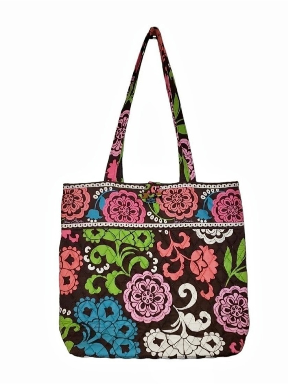 Vera Bradley Quilted Brown/Pink Medium Tote Shoulder Bag